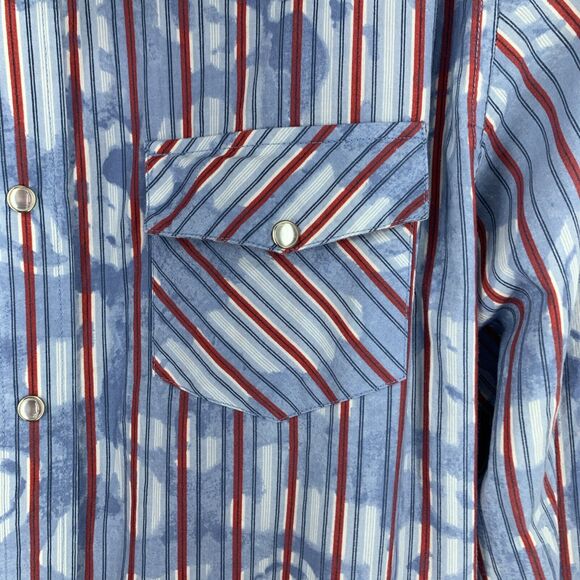 Vintage Red Mens Medium Pearl Snap Western Cowboy Shirt Retro Rodeo Grunge Punk - Picture 5 of 8